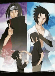 itachi uchiha and sasuke uchiha are standing next to each other .