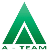 a green triangle with the letters a and team below it