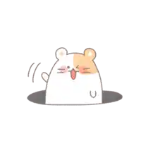 a drawing of a hamster sticking its tongue out of a hole