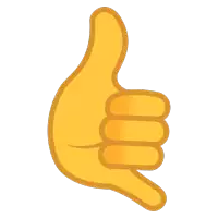 a yellow hand giving a thumbs up sign on a white background