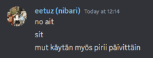 a screenshot of a conversation between eetuz and nibari