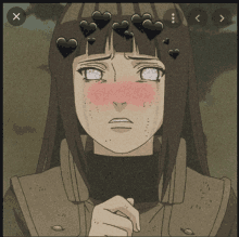 a picture of a girl with hearts on her head