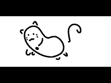 a black and white drawing of a cat with a silly face