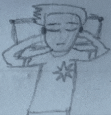 a drawing of a person with a star on their shirt