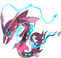 a drawing of a pink and blue dragon with a butterfly on its tail