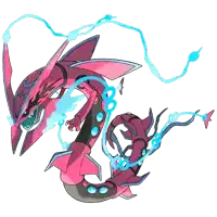 a drawing of a pink and blue dragon with a butterfly on its tail