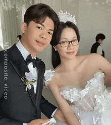 a bride and groom pose for a picture with the words all composite vida visible