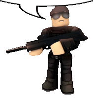 a roblox character wearing sunglasses and holding a gun