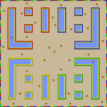 a colorful maze with the letters l and l on the bottom