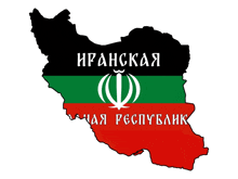 a map of iran with a green and red flag