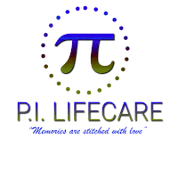 pi lifecare logo that says " memories are stitched with love " on it