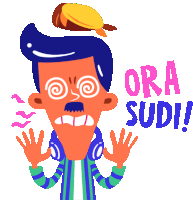 a cartoon of a man with a hat on his head and the words ora sudi