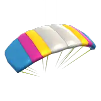 a colorful parachute on a white background with green lines