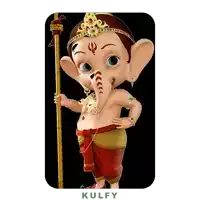 a cartoon drawing of a baby ganesha holding a staff