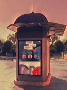 a kiosk with a sign that says ' walking digital ' on it