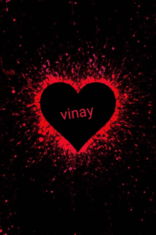 a heart with the name vinay written on it