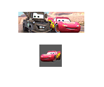 a picture of a tow truck and a picture of lightning mcqueen from cars