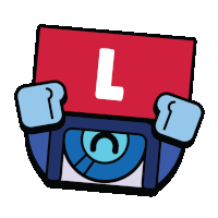 a cartoon character is holding a red box with the letter l on it