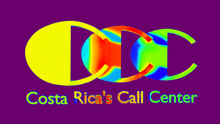 a colorful logo for costa rica 's call center on a purple background