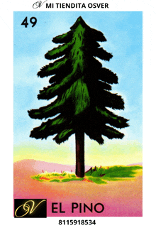 a painting of a pine tree with the number 49 on it