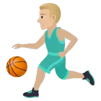 a cartoon illustration of a basketball player dribbling a ball