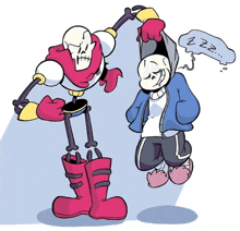 a cartoon of papyrus and sans with a speech bubble saying zzz