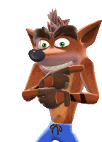 crash bandicoot from the video game crash bandicoot is smiling