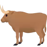 an illustration of a brown bull with long horns