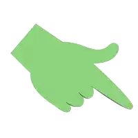 a green hand is pointing to the left