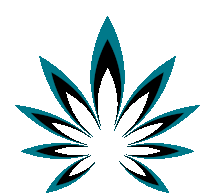 a marijuana leaf with a blue and black design