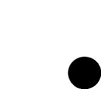 a black circle on a white background with a white border .