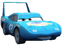 a blue racing car with the number 43 on it