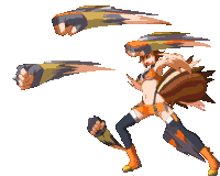 a pixel art of a woman in a bikini holding a fist