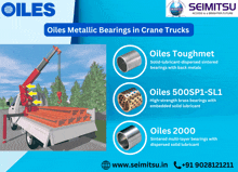 an advertisement for oiles metallic bearings in crane trucks by seimitsu