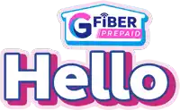 a logo for g fiber prepaid says hello on it