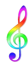 colorful treble clef on a white background