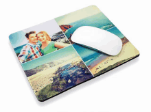 a mouse pad with a picture of a couple on it