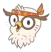 a cartoon of an owl wearing glasses and a headband