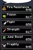 a screenshot of a video game that says fire resistance poison flight strength and jump boost