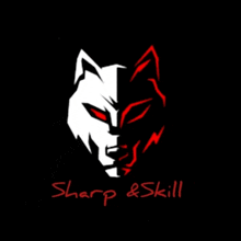 a logo for sharp and skill with a wolf face