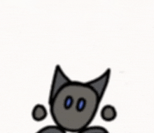 a cartoon drawing of a cat with blue eyes and a white background .