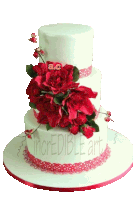 a white cake with red roses and a c on it