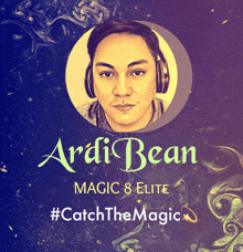 ardi bean magic 8 elite #catchthemagic is written on a blue background