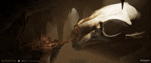 a large skull in a cave with skydance games written on the bottom