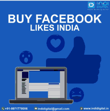 a laptop with a thumbs up and the words buy facebook likes india above it