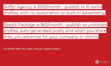 a red background with the words buffer agency is $ 120 / month