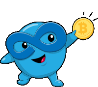 a cartoon character wearing a mask is holding a gold coin with the letter b on it