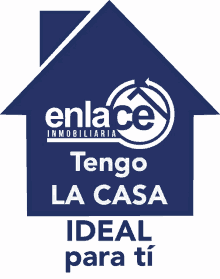 a logo for enlace inmobiliaria shows a blue house