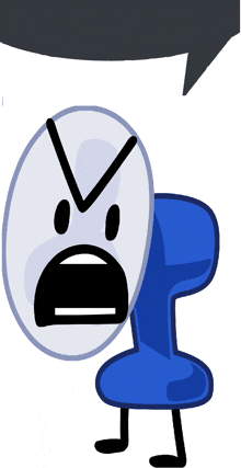 a cartoon character with an angry face and a speech bubble behind him