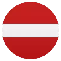 a red circle with a white stripe on it